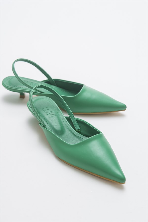 144-1050-8-YESIL CILTSUE Yeşil Cilt Kadın Topuklu Ayakkabı