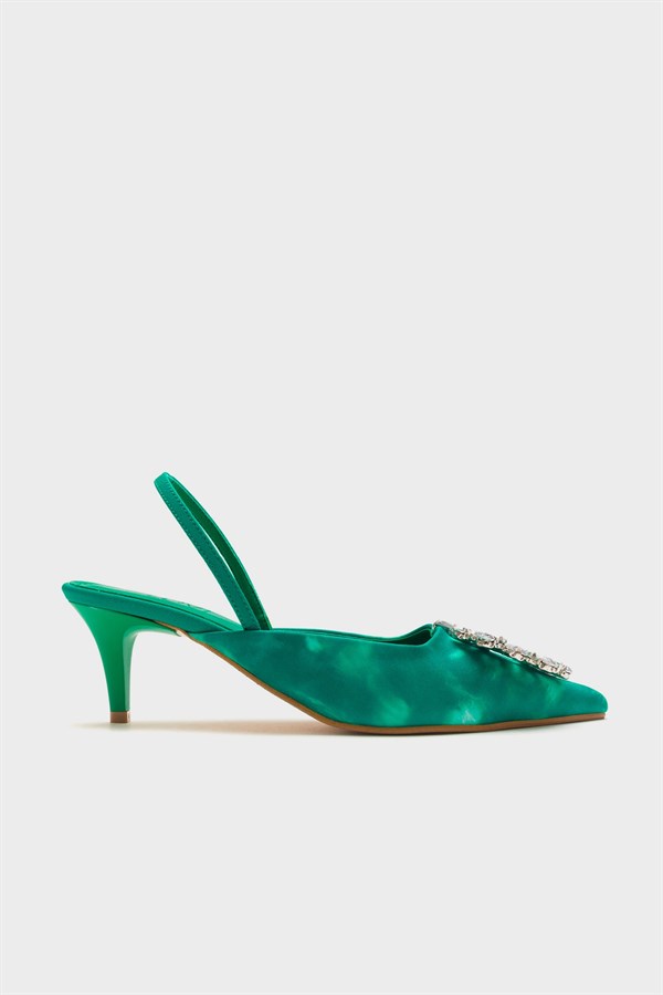 144-243-4-YESILADES Yeşil Kadın Topuklu Ayakkabı