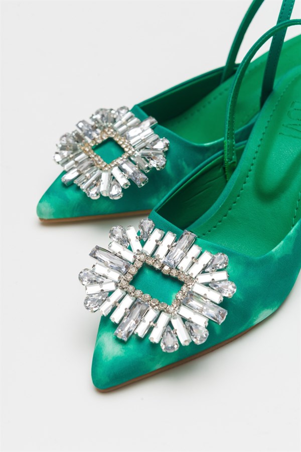 144-243-4-YESILADES Yeşil Kadın Topuklu Ayakkabı