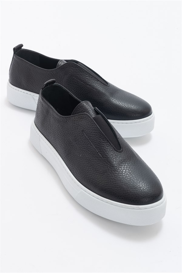 5-M2233-2-SIYAH/BEYAZANTE Siyah-Beyaz Deri Erkek Ayakkabı