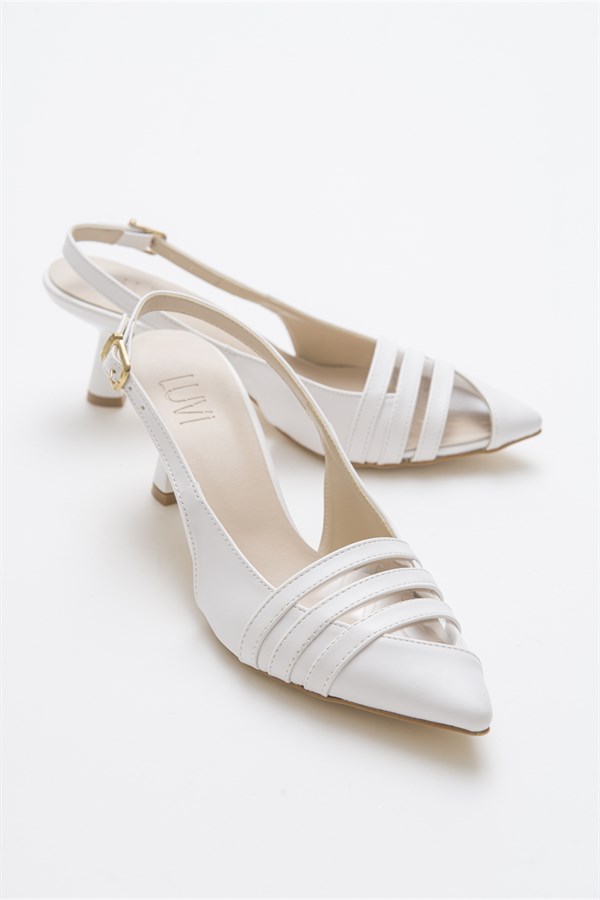 33-300-4-BEYAZCORA Beyaz Kadın Topuklu Ayakkabı
