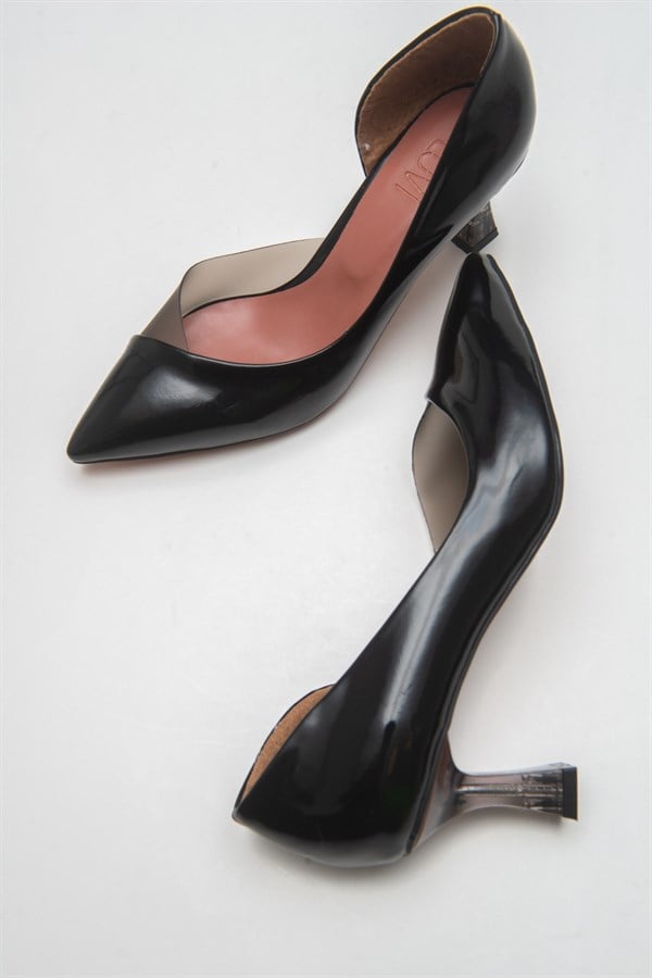 101-353R-1-SIYAH RUGANCURLY Siyah Rugan Kadın Topuklu Ayakkabı