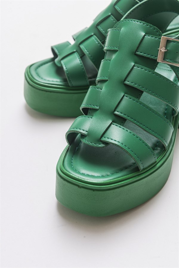 16-41-2-YESILDUPLE Yeşil Kadın Topuklu Sandalet