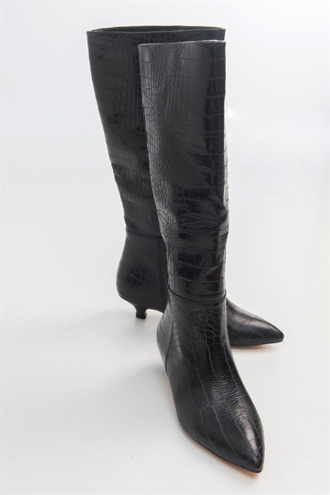 128-20-2-SIYAHFIESTA Siyah Desenli Kadın Çizme