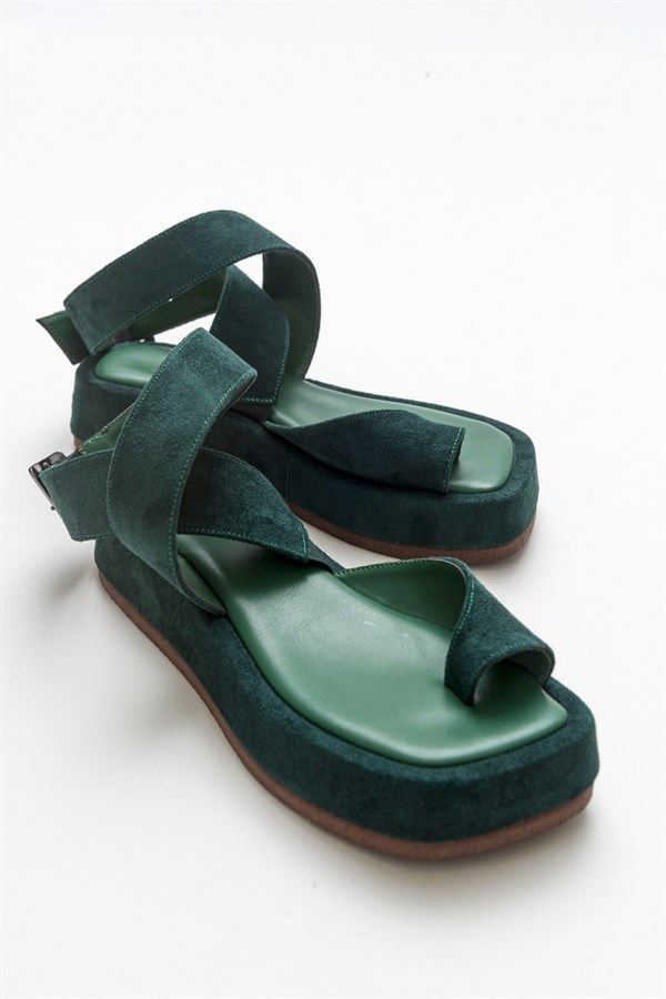 113-990-5-YESIL SUETGİA Yeşil Süet Kadın Sandalet