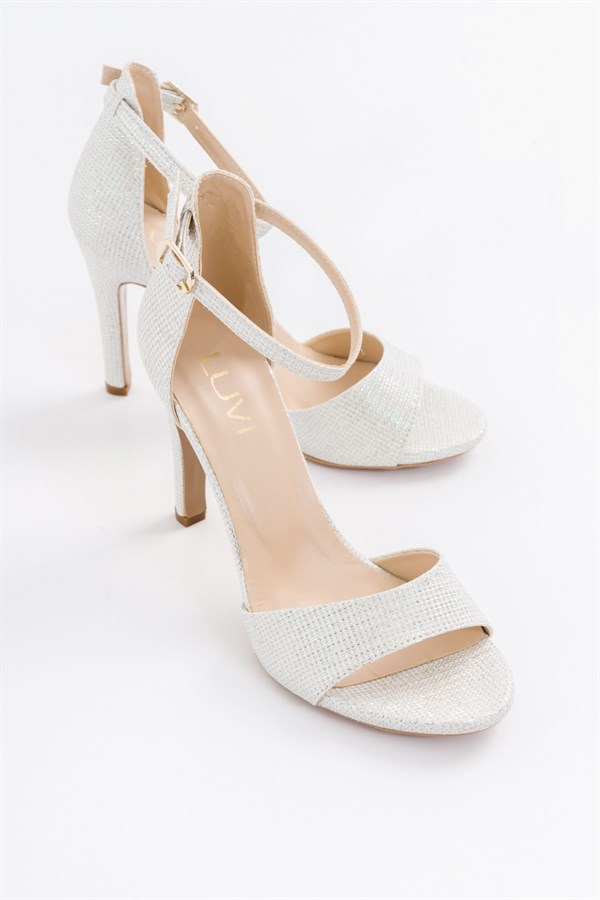 98-1822-11-BEYAZ SIMLIHARVEY Beyaz Simli Kadın Topuklu Ayakkabı