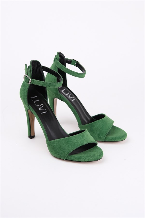 98-1822-5-YESIL SUETHARVEY Yeşil Süet Kadın Topuklu Ayakkabı