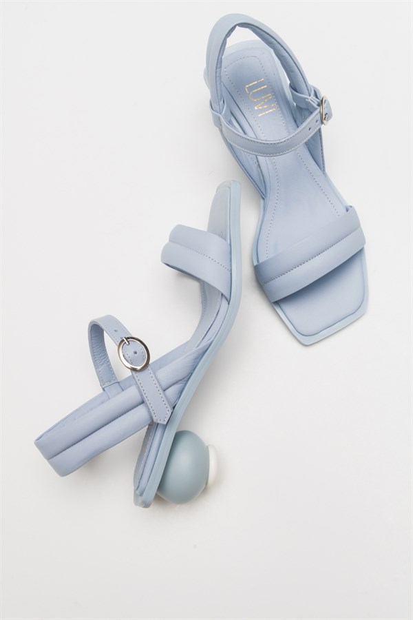 9-582-1-BEBEK MAVI CILTLAON Bebek Mavi Cilt Hakiki Deri Kadın Sandalet