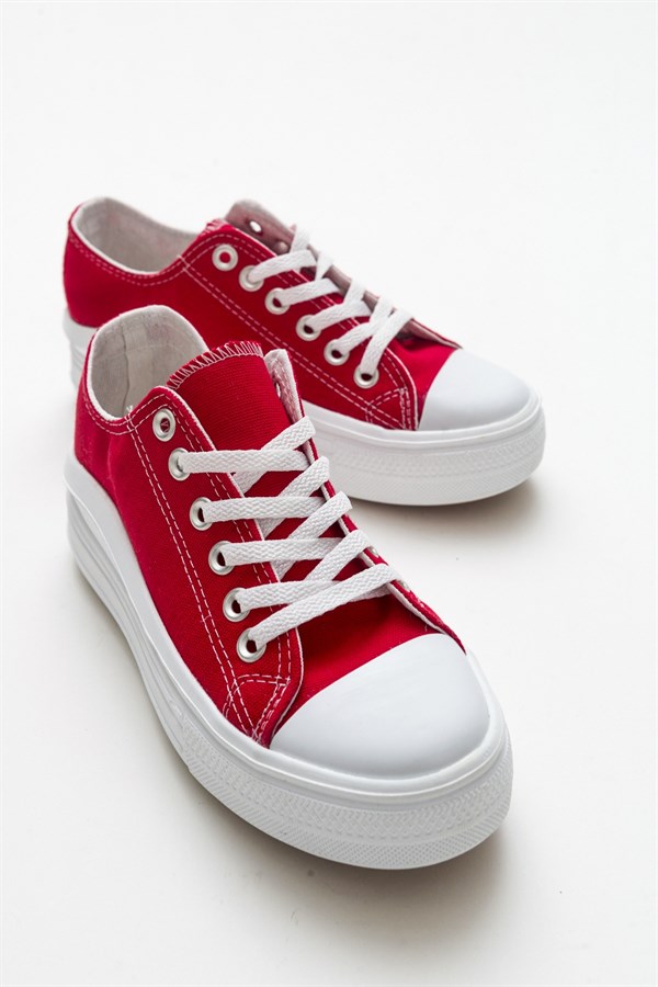 114-150-4-KIRMIZI KETENLONG Kırmızı Keten Kadın Spor Ayakkabı