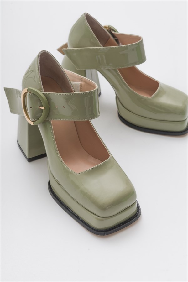 52-690-8-SU YESILIMABEL Su Yeşili Mat Rugan Kadın Topuklu Ayakkabı
