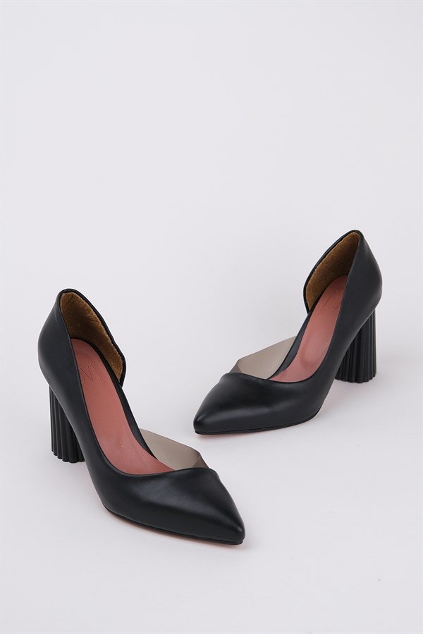 101-752-5-SİYAHMARY Siyah Cilt Topuklu Kadın Ayakkabı
