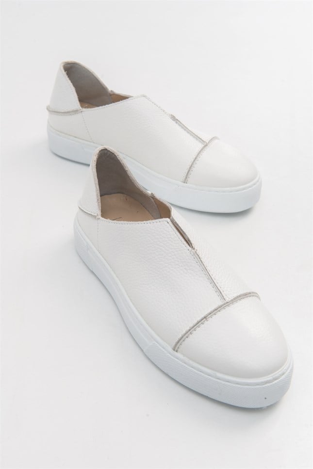 5-210-1-BEYAZMIA Beyaz Deri Erkek Ayakkabı