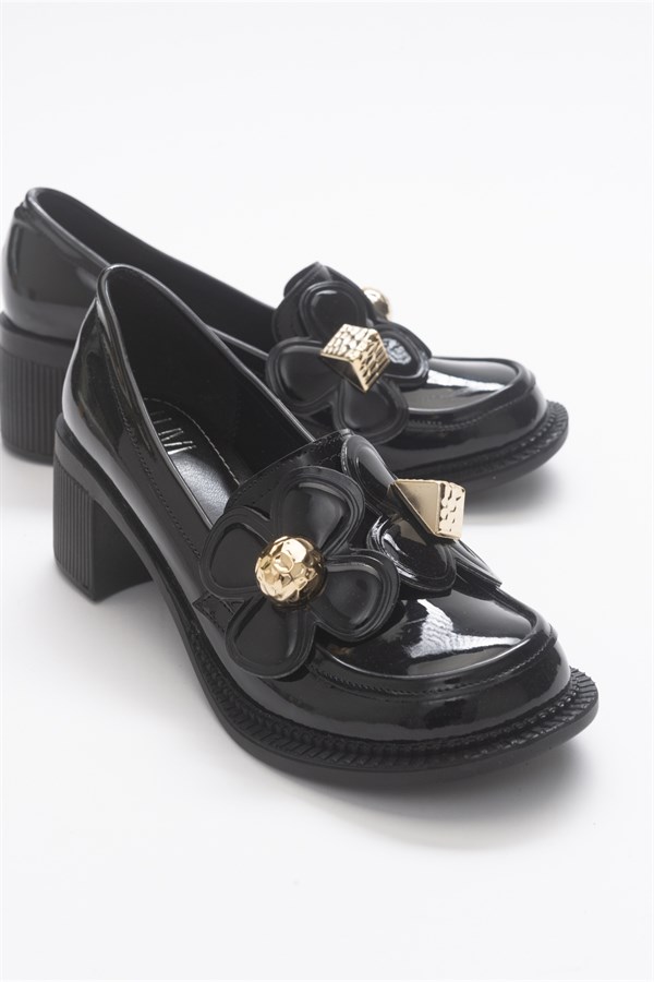 124-5103-1-SIYAHMONDO Siyah Rugan Kadın Ayakkabı