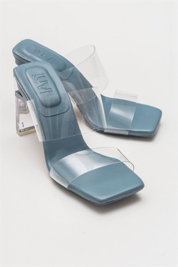 140-8055-6-MAVINEED Mavi Şeffaf Kadın Topuklu Terlik