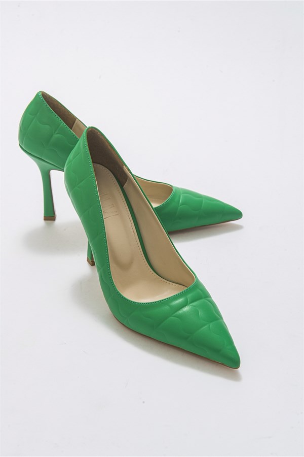71-5725-3-YESILNOVA Yeşil Cilt Kadın Topuklu Ayakkabı