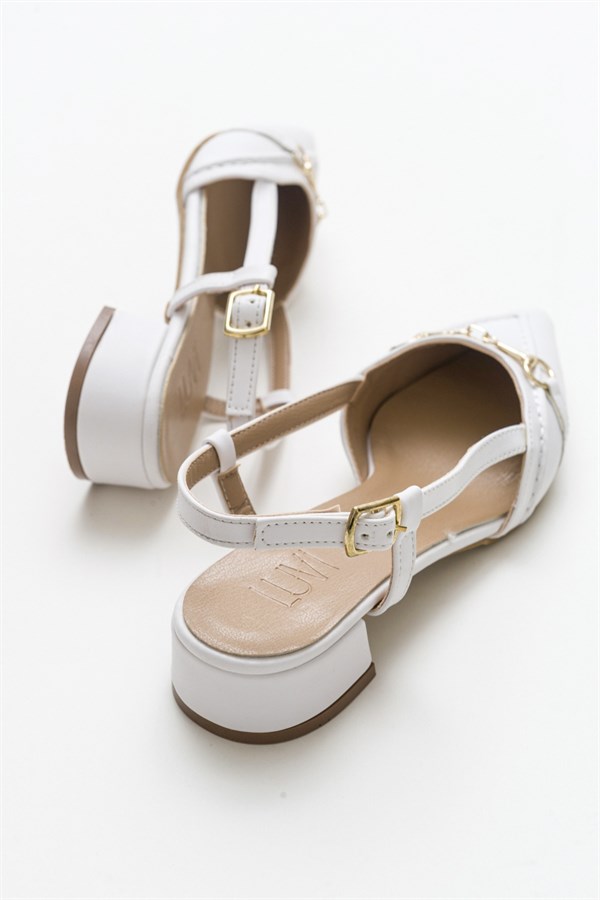 33-190-4-BEYAZOLIV Beyaz Kadın Topuklu Sandalet