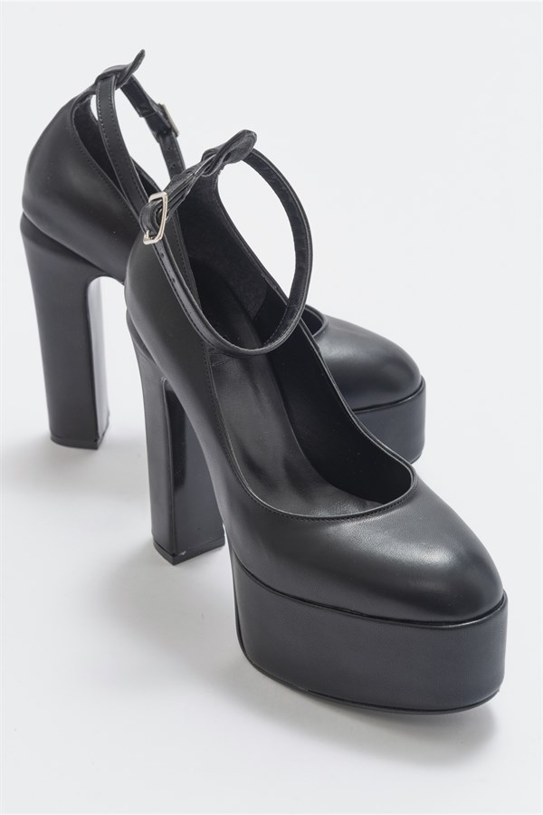 200-07-2-SIYAH CILTPERME Siyah Cilt Kadın Topuklu Ayakkabı