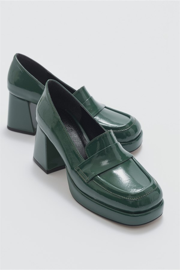 200-22200-4-YESIL RUGANROVE Yeşil Rugan Topuklu Ayakkabı