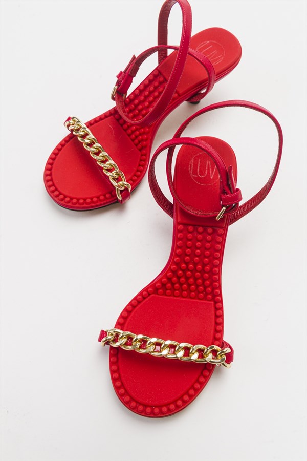 189-22310-2-KIRMIZISİMPLE Kırmızı Kadın Topuklu Ayakkabı