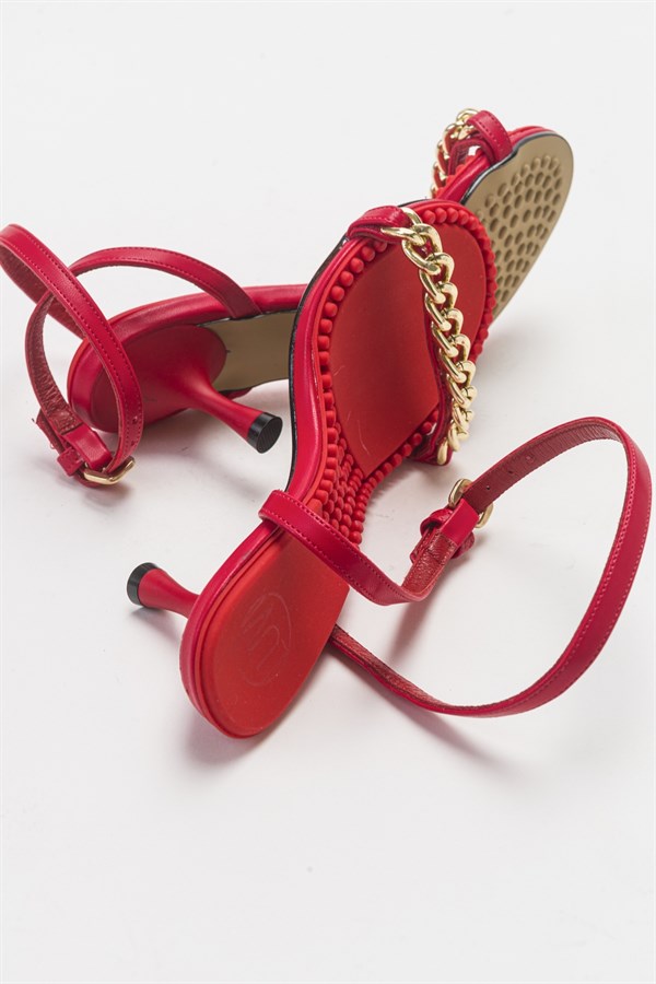 189-22310-2-KIRMIZISİMPLE Kırmızı Kadın Topuklu Ayakkabı