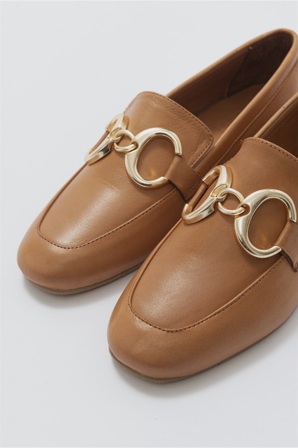 151-02-1-TABA CILTSPARE Taba Cilt Hakiki Deri Kadın Loafer Ayakkabı