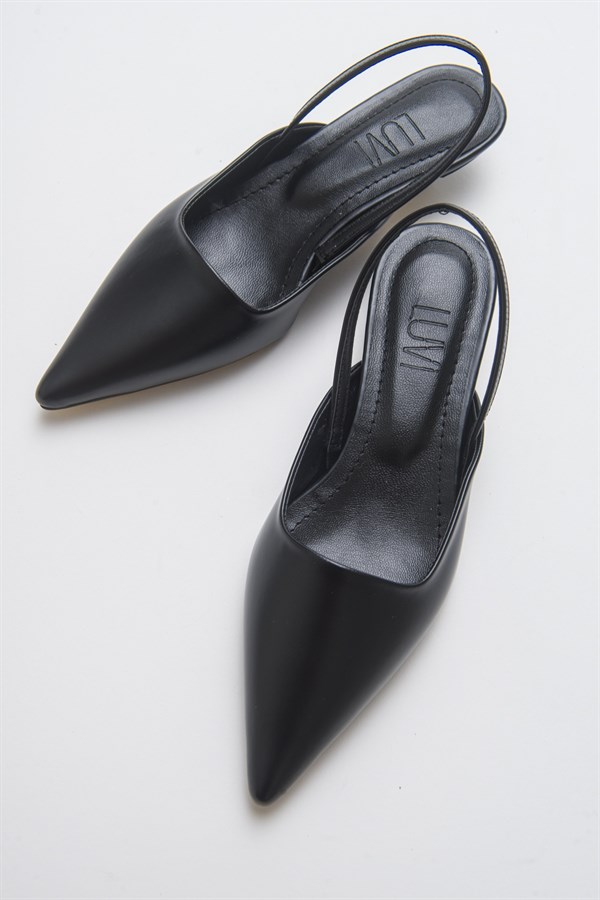 144-1050-5-SIYAH CILTSUE Siyah Cilt Kadın Topuklu Ayakkabı