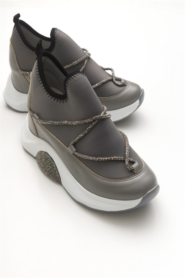 129-400-2-GRITHIN Gri Taşlı Kadın Spor Ayakkabı