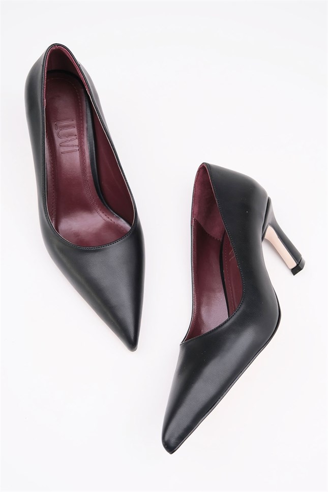 127-1719-1-SIYAHTOKYO Siyah Cilt Kadın Topuklu Ayakkabı