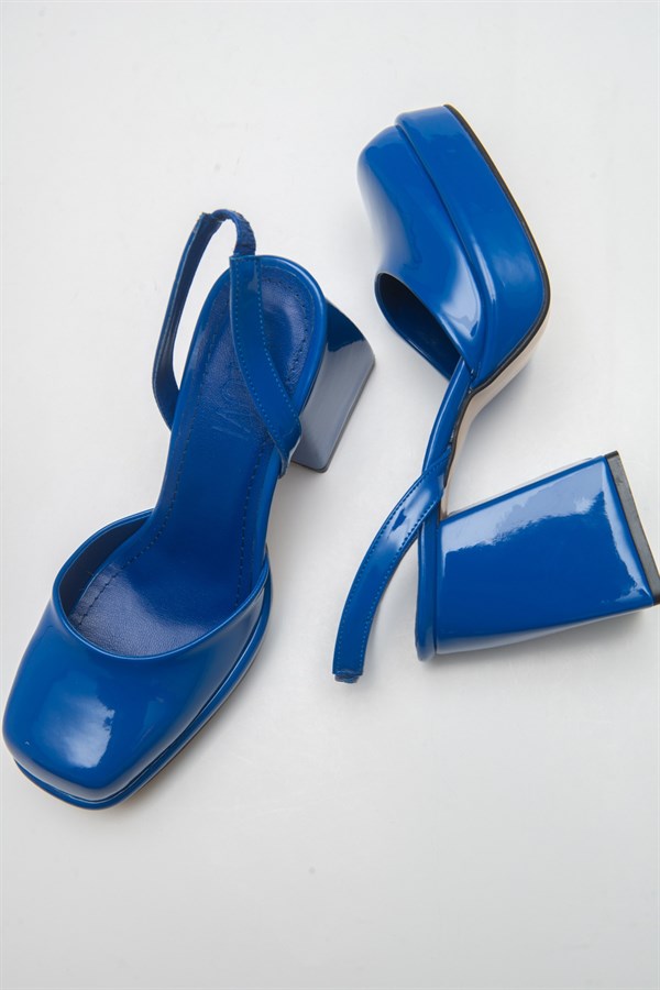 144-3434-3-SAX MAVIWISE Sax Mavi Rugan Kadın Topuklu Sandalet