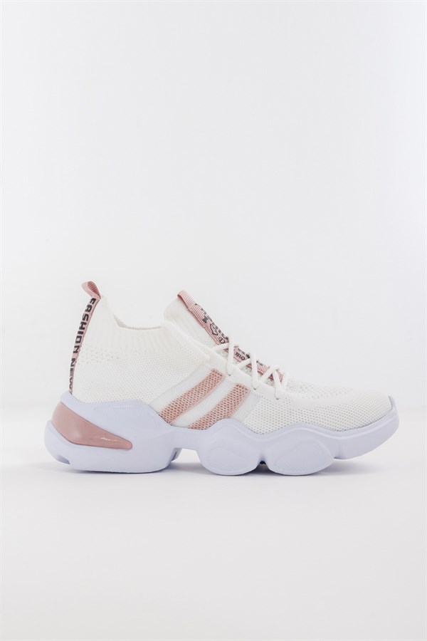 119-107-2107 Beyaz / Pudra  Kadın Spor Ayakkabı
