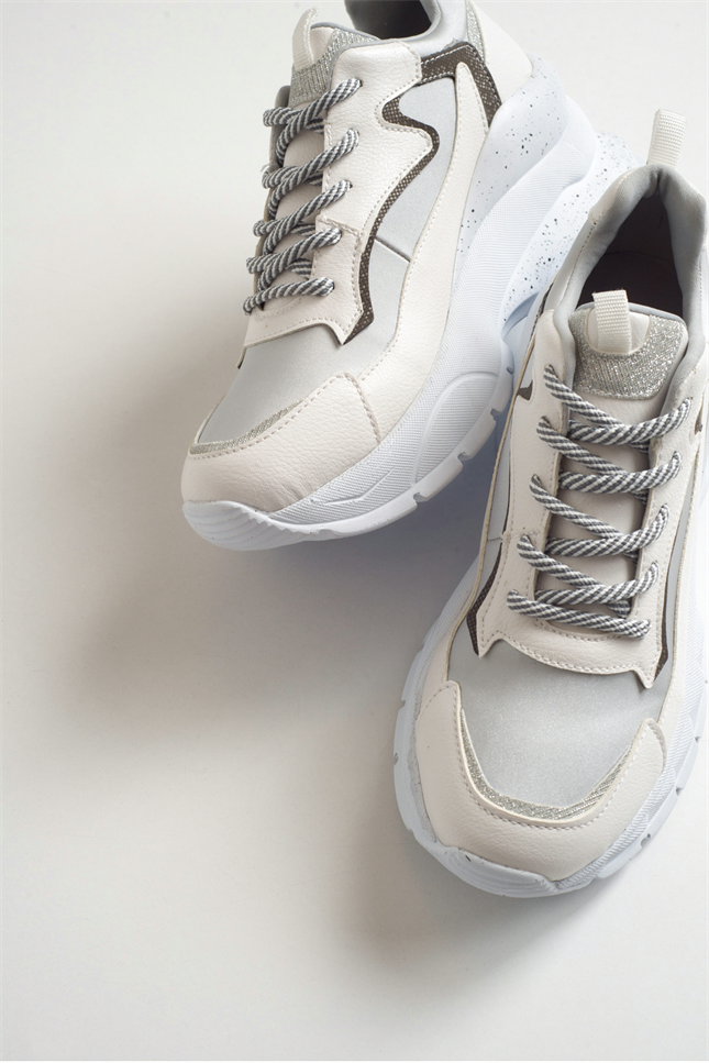 63111 Beyaz-Grı  Kadın Spor Ayakkabı
