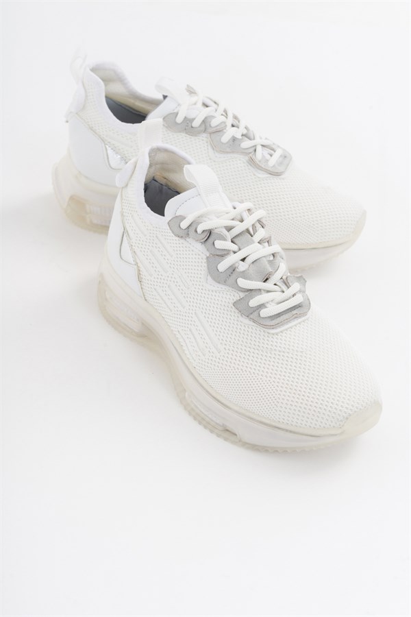 87-161-2-BEYAZPARMA Beyaz Triko Kadın Spor Ayakkabı