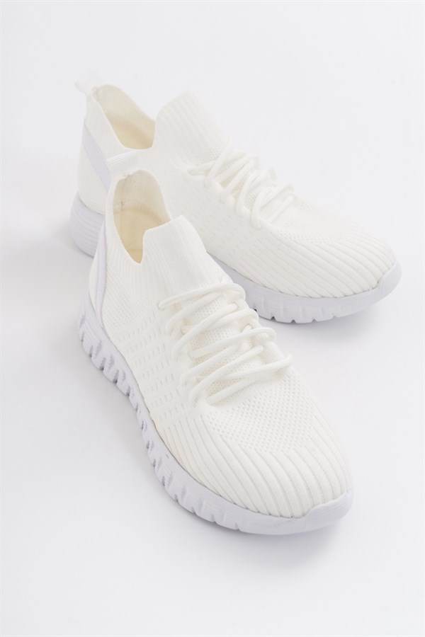 119-500-2-BEYAZPETIT Beyaz Triko Kadın Spor Ayakkabı