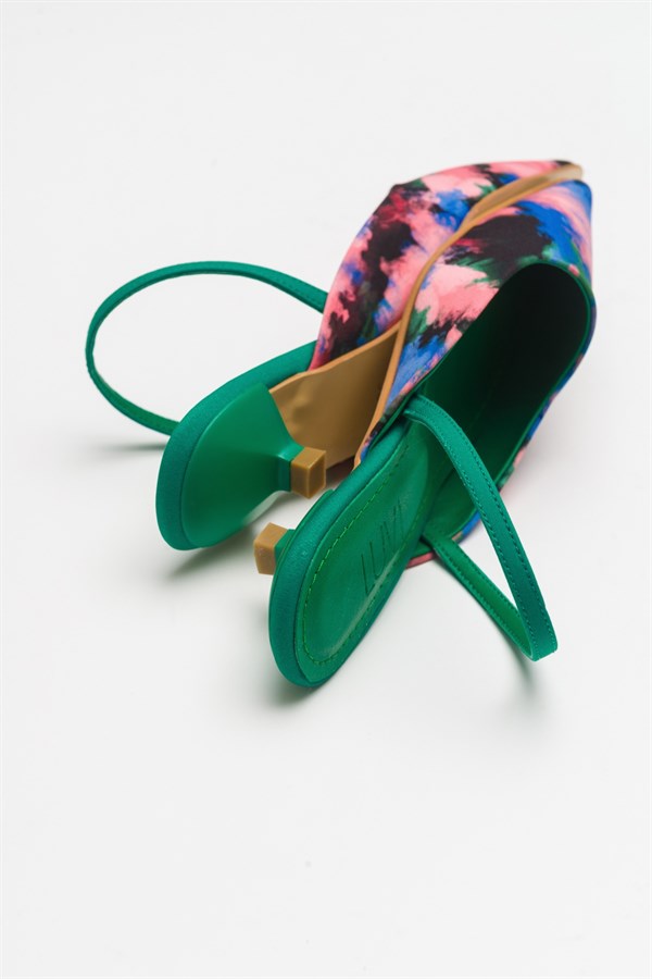 144-1050-2-YESILSUE Yeşil Kadın Topuklu Ayakkabı