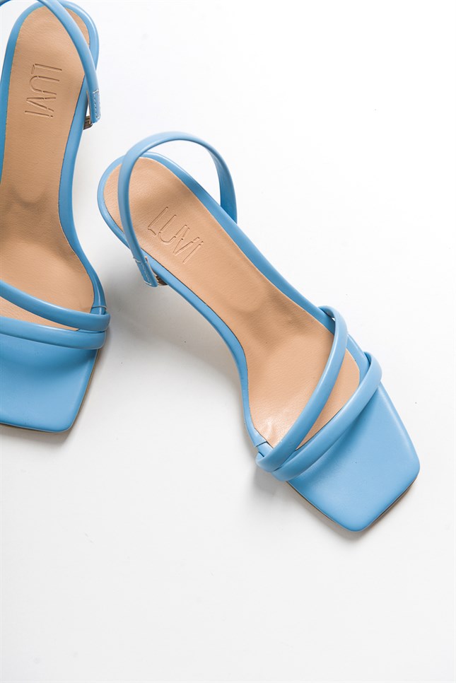 59-1881-61881 Mavi Cilt Kadın Topuklu Sandalet